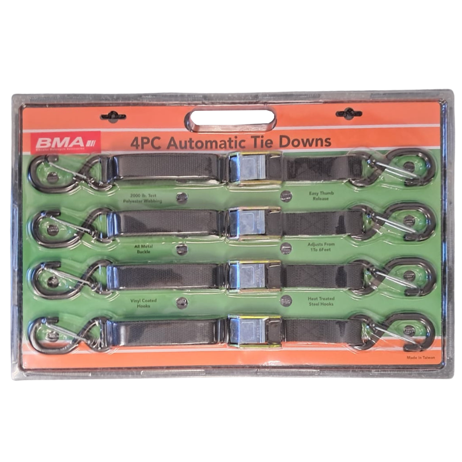 TIE DOWNS 4PCS BLK SOFT LOOP