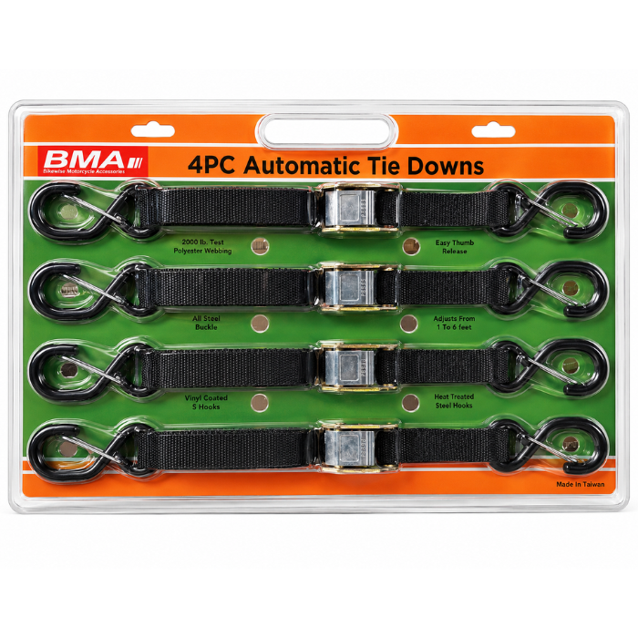 TIE DOWNS 4PCS BLK SOFT LOOP