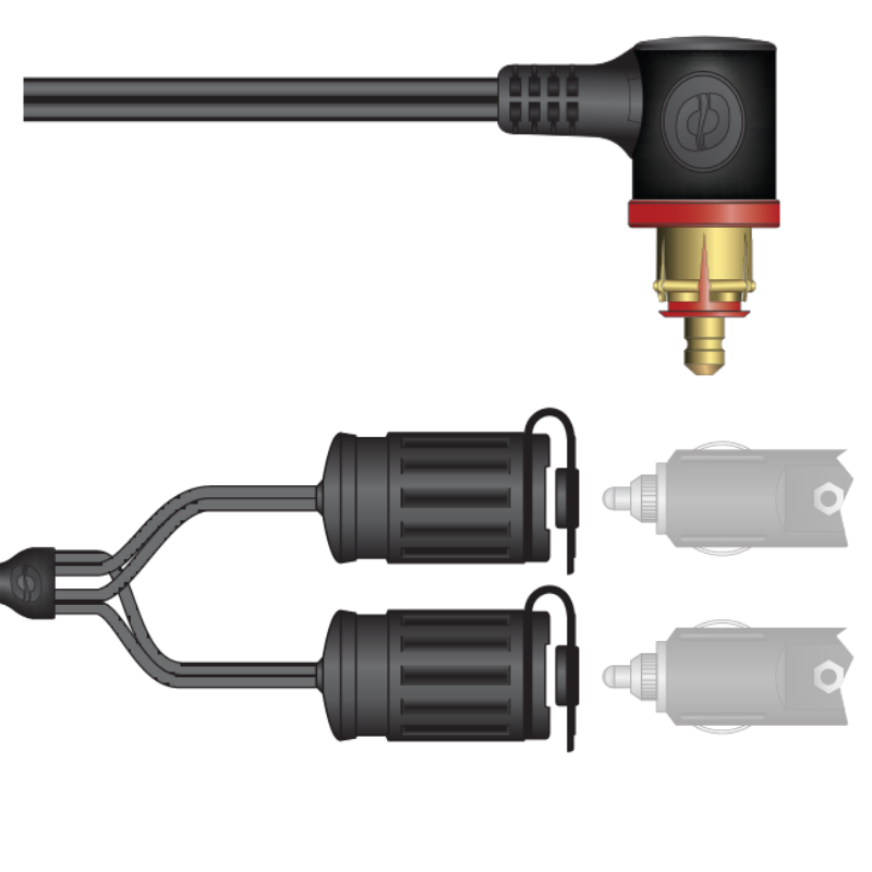 Y-SPLITTER BIKE 90° plug TO 2X AUTO SOCKET